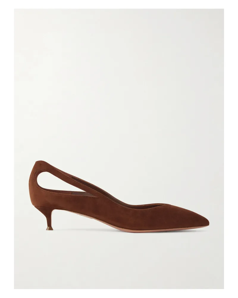 Aquazzura Sheeva 30 Cut-out Suede Pumps - Brown Brown