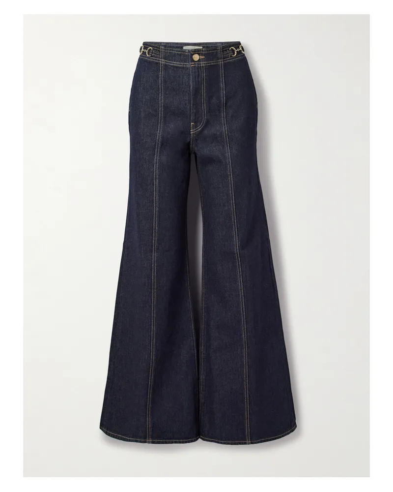 Ulla Johnson Delphine Hoch Sitzende Schlagjeans Mit Verzierungen - Blau Blau