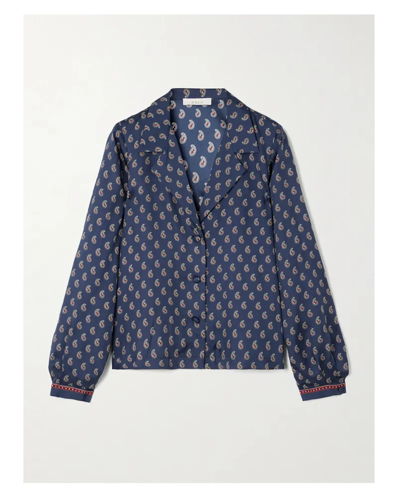 DÔEN Elene Bluse Aus Seidensatin Mit Paisley-print - Blau Blau