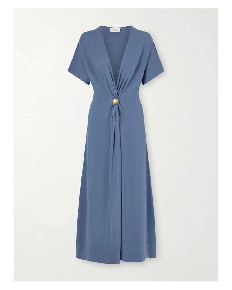 Altuzarra Rena Embellished Gathered Jersey Maxi Dress - Blue Blue