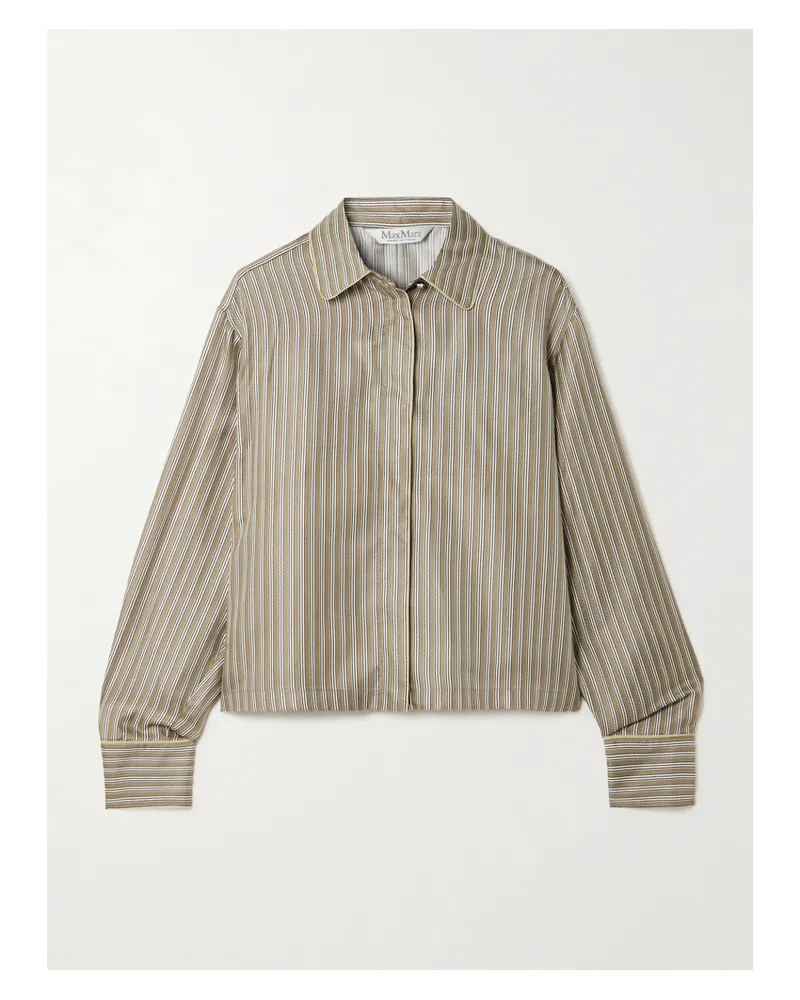 Max Mara Brama Hemd Aus Gestreiftem Seiden-twill - Braun Braun
