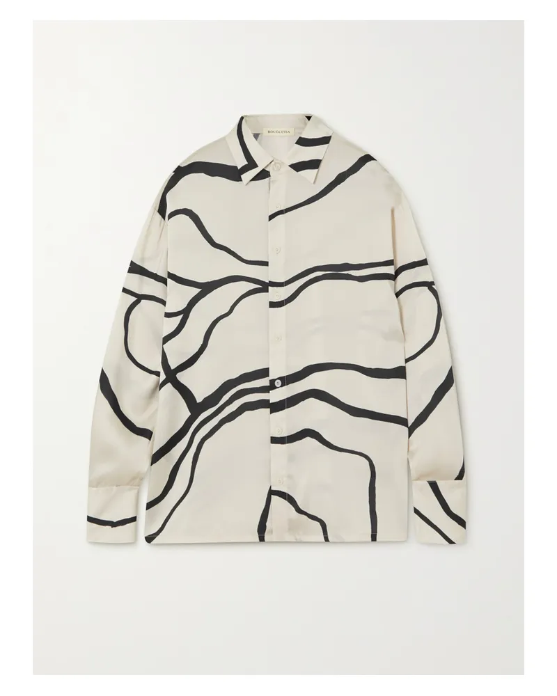 BOUGUESSA Petra Bedrucktes Hemd Aus Glänzendem Twill - Weiß Weiß