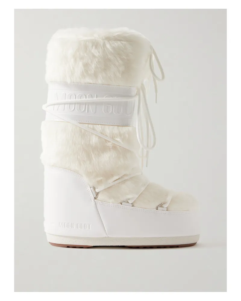 Moon Boot Icon Faux Fur And Faux Leather Snow Boots - White White