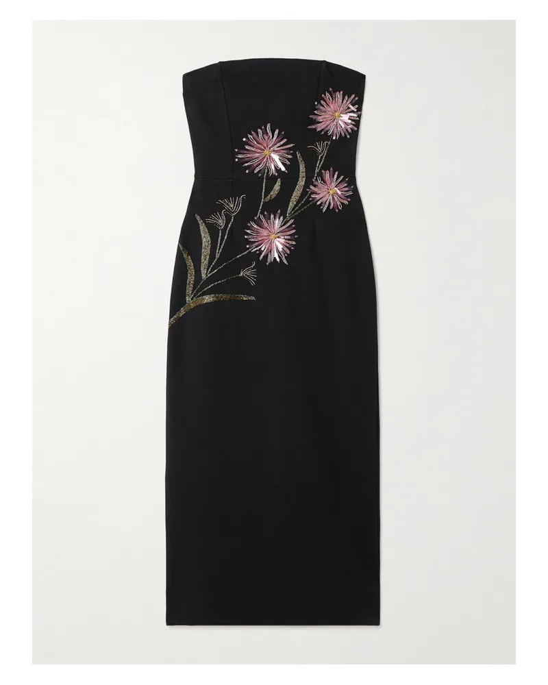 STAUD Brooke Trägerloses Midikleid Aus Crêpe Mit Verzierungen - Schwarz Schwarz