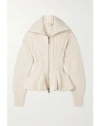 Alexander McQueen Cardigan aus einer Wollmischung in Zopfstrick Elfenbein