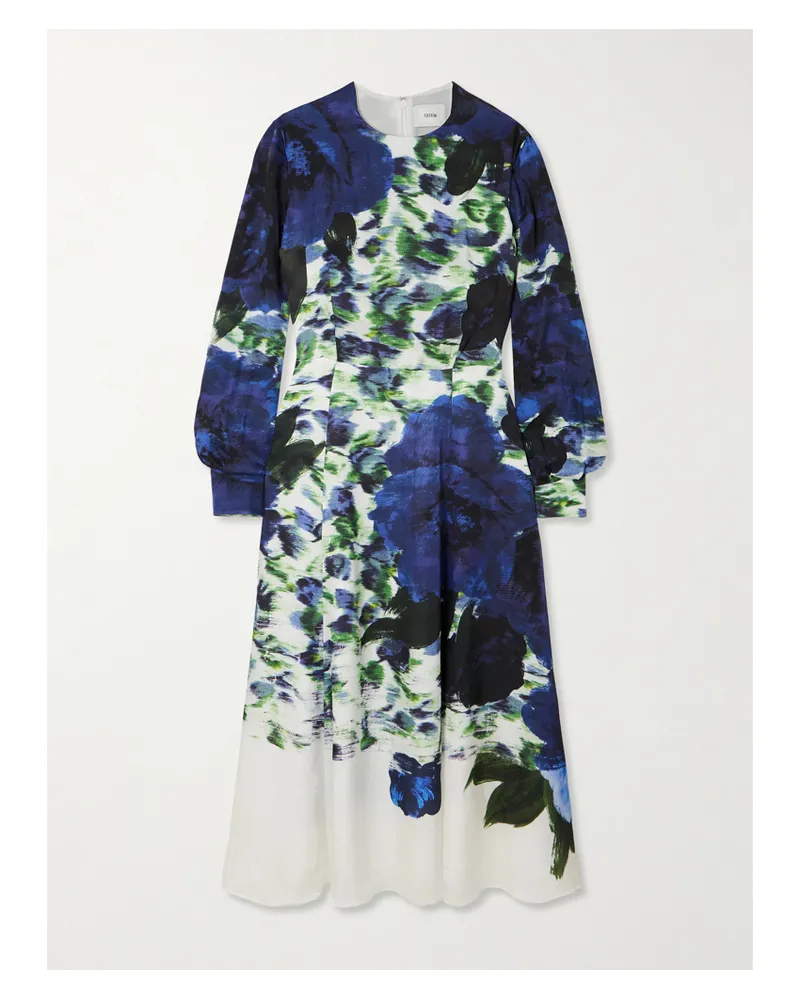 Erdem Midikleid Aus Bedrucktem Jacquard - Blau Blau