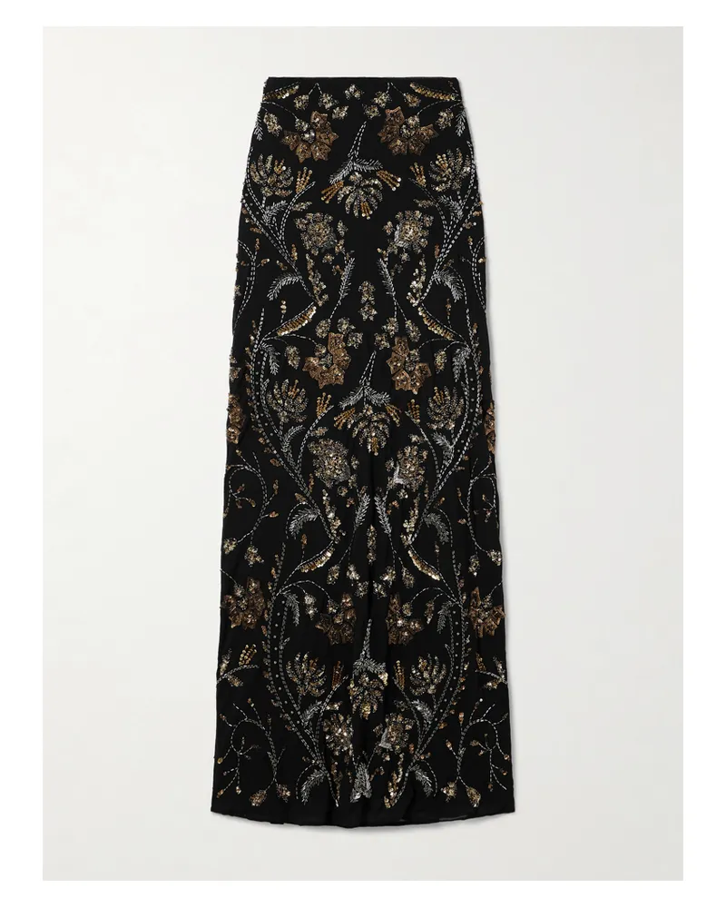 Veronica Beard Medina Embellished Crepe Maxi Skirt - Black Black
