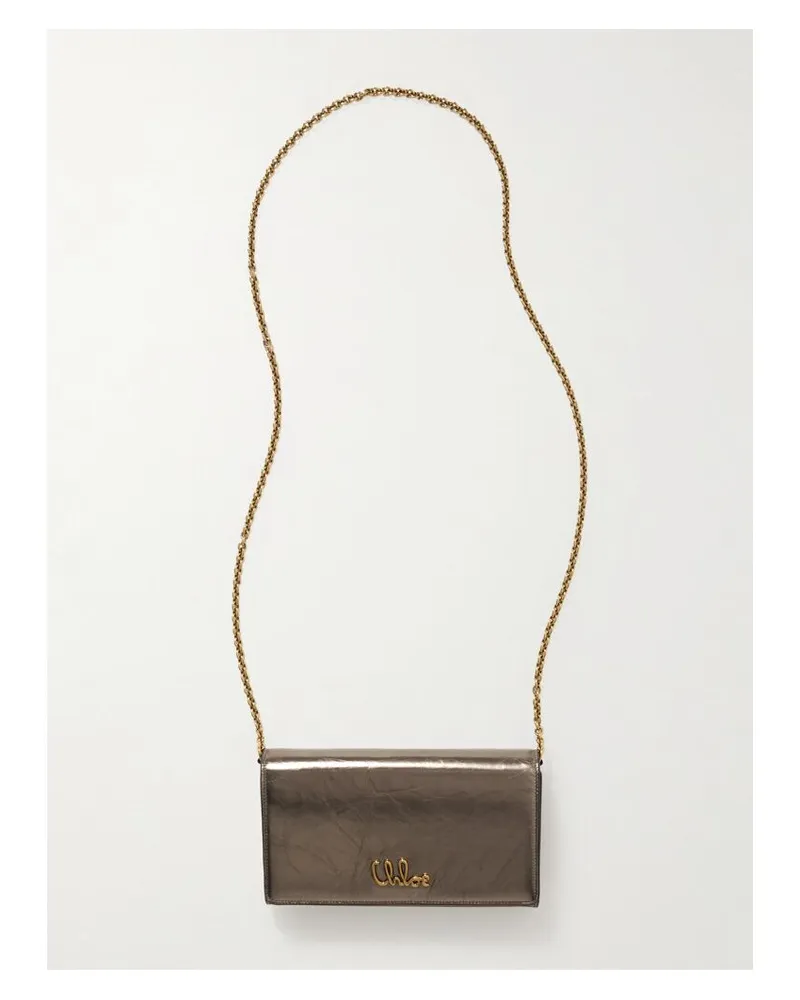 Chloé Iconic Schultertasche Aus Strukturiertem Metallic-leder Mit Verzierungen Metallic
