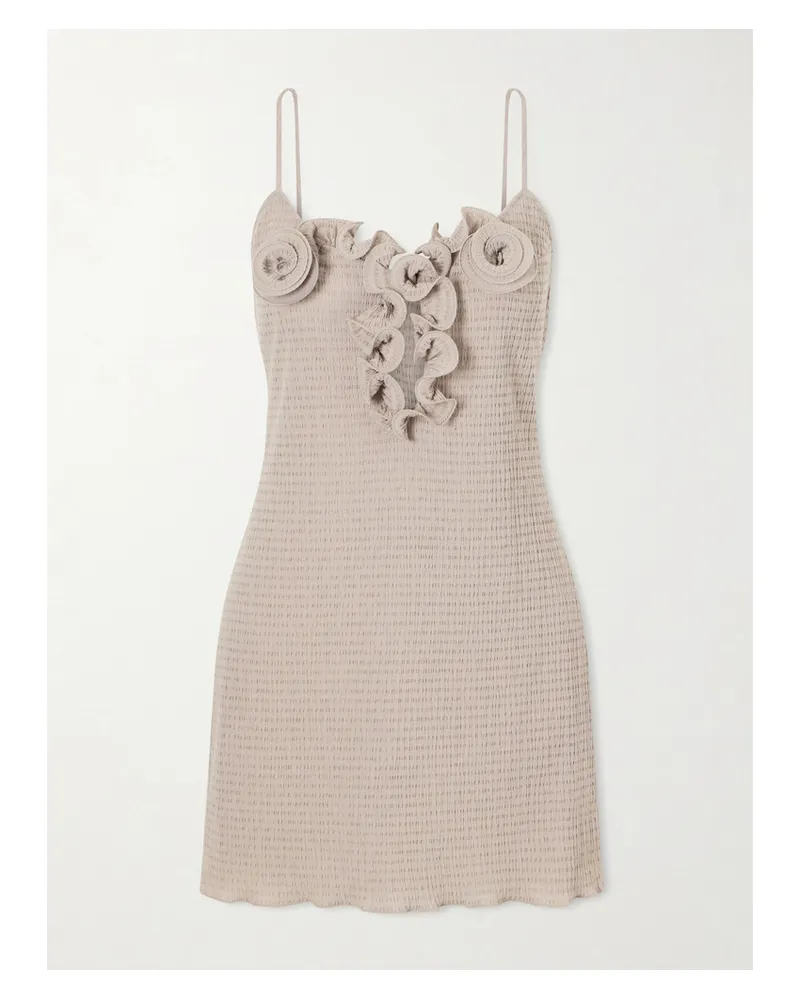 Magda Butrym Floral-appliquéd Crepe Mini Dress - Brown Brown