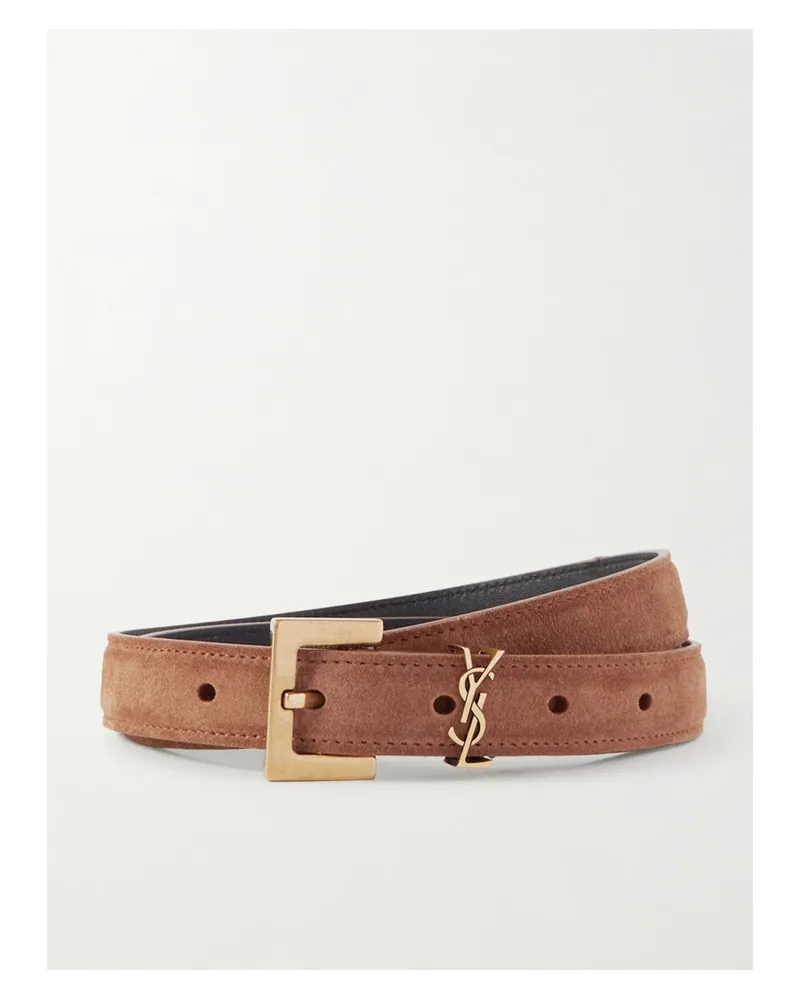 Saint Laurent Cassandre Suede Belt - Red Red