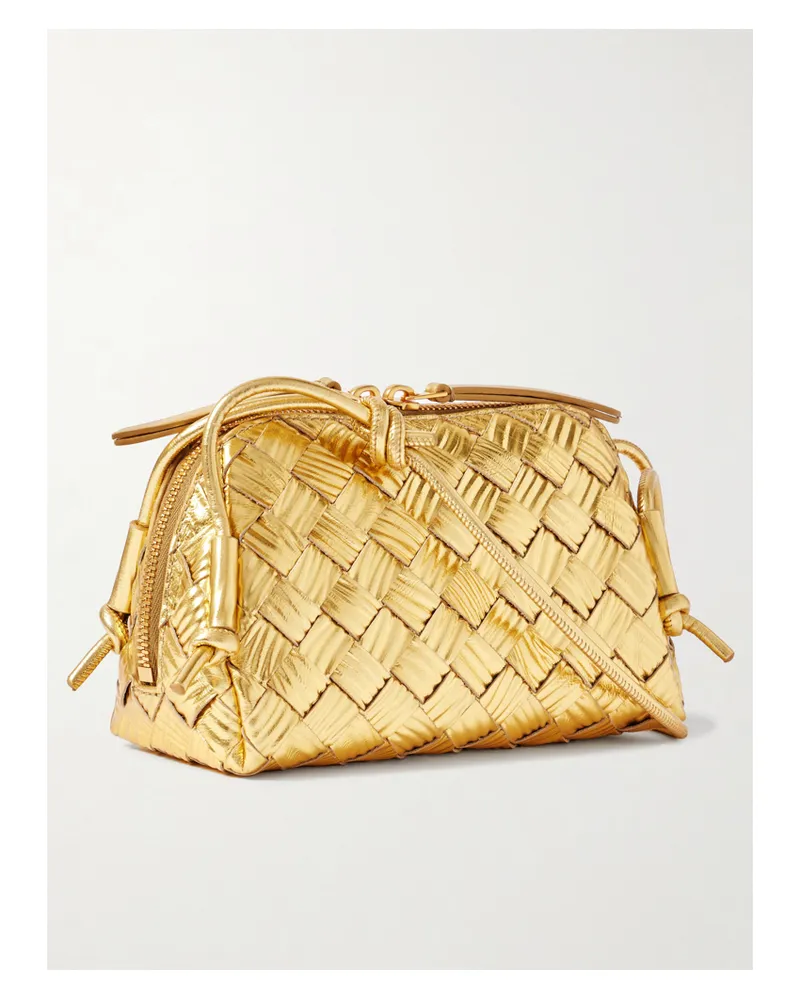 Bottega Veneta Beutel Aus Strukturiertem Intrecciato-leder In Metallic-optik - Gold Gold