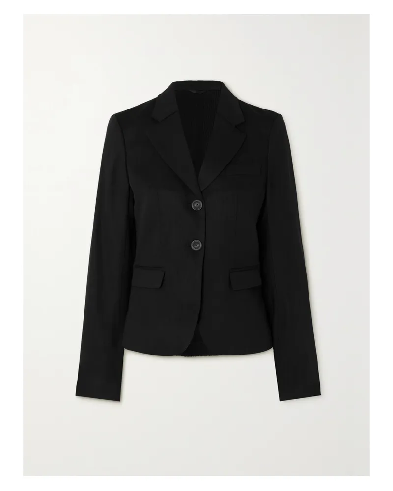 Acne Studios Blazer Aus Crêpe Aus Einer Wollmischung Und Rippstrick - Schwarz Schwarz