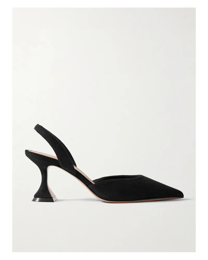 Amina Muaddi Holli Suede Slingback Pumps - Black Black