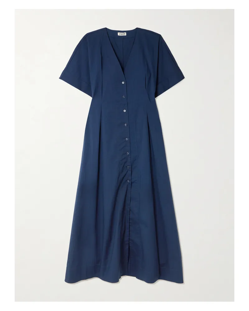 STAUD Elle Cotton-blend Midi Dress - Blue Blue