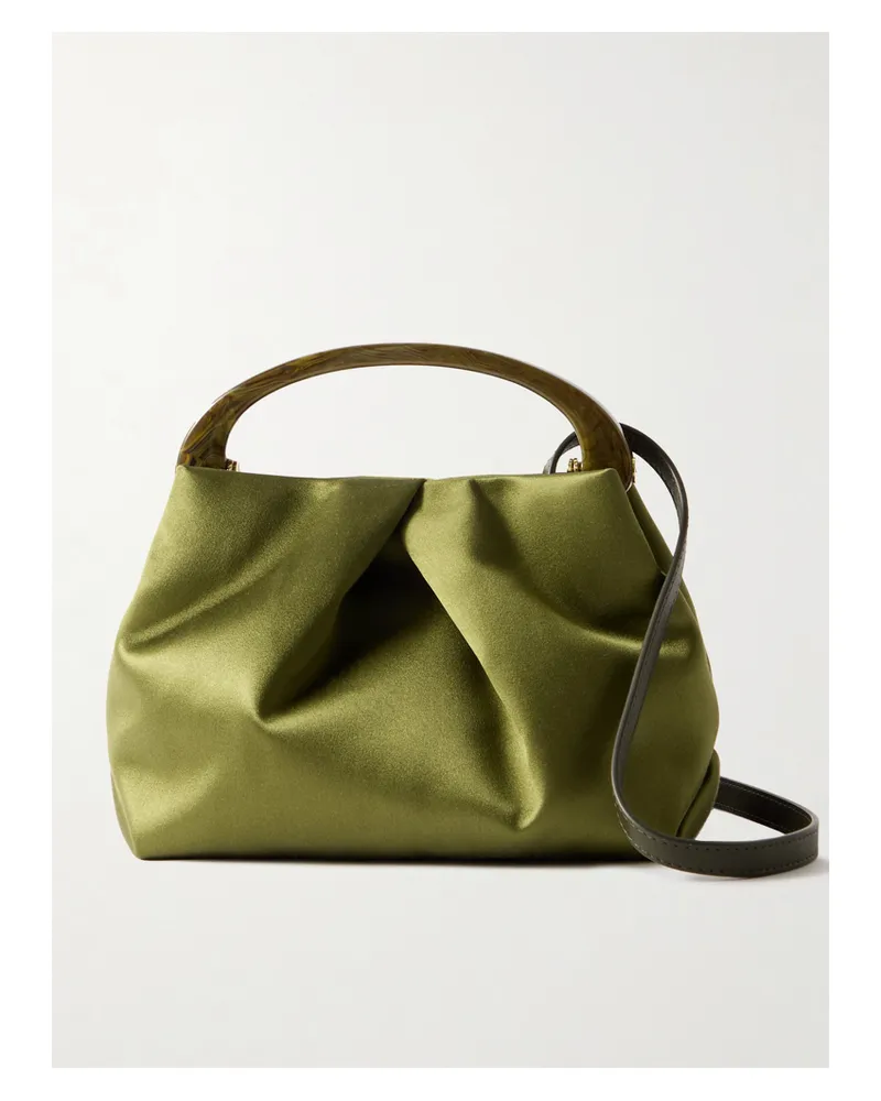 Dries van Noten Mittelgroße Schultertasche Aus Satin Mit Falten - Grün Grün