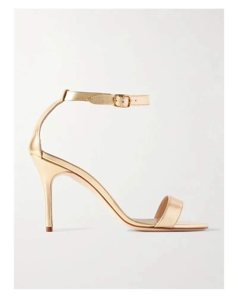 Manolo Blahnik Chaos 90 Sandalen Aus Metallic-leder - Gold Gold