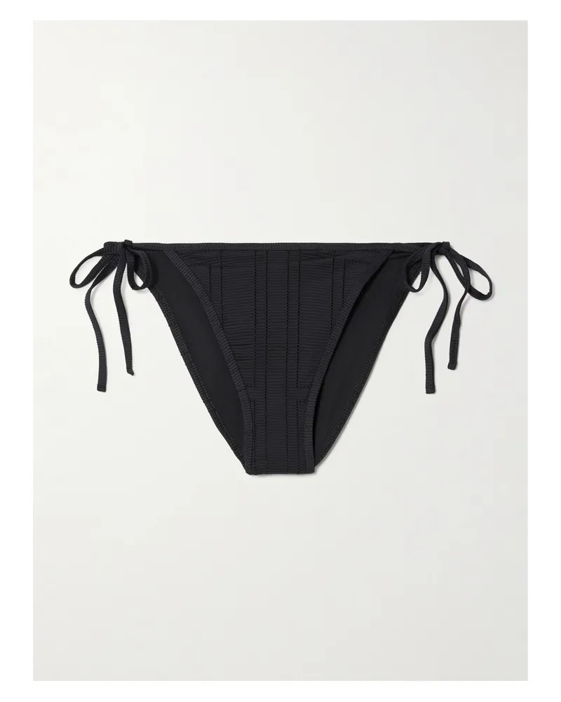 Totême Bikini-höschen Aus Recyceltem Stretch-material In Pointelle-strick - Schwarz Schwarz