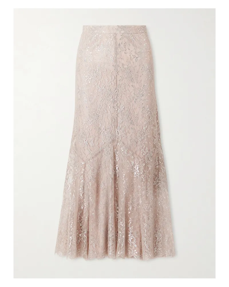 Erdem Midirock Aus Spitze In Metallic-optik - Pink Pink
