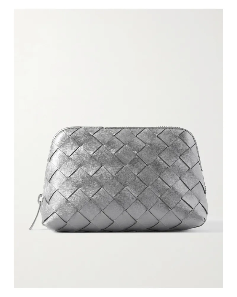 Bottega Veneta Intrecciato Leather Pouch - Silver Silver