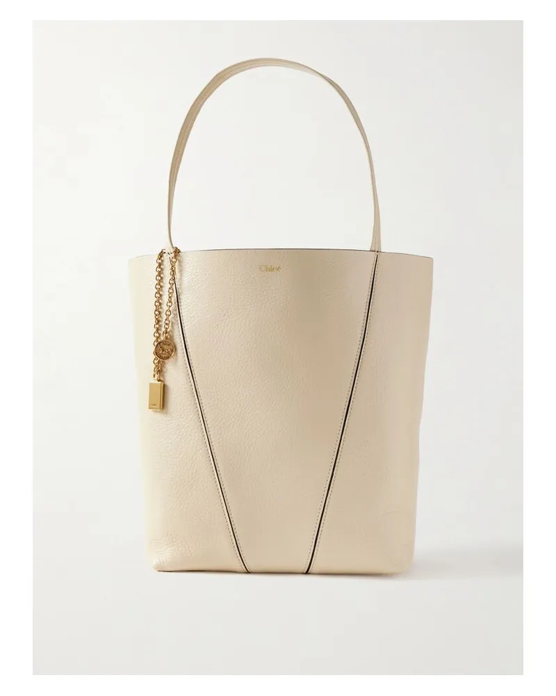 Chloé Spin Tote Aus Strukturiertem Leder Mit Verzierung - Ecru Ecru