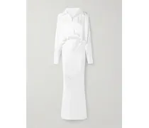 Robe Aus Satin Mit Falten - Weiß