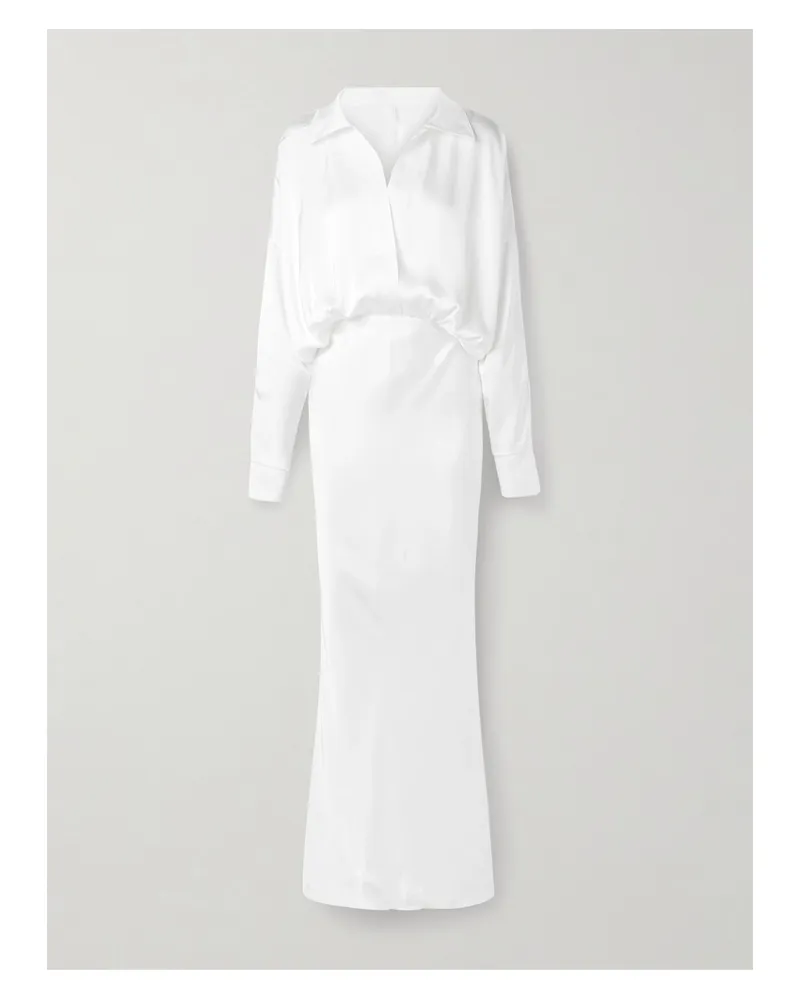 Norma Kamali Robe Aus Satin Mit Falten - Weiß Weiß