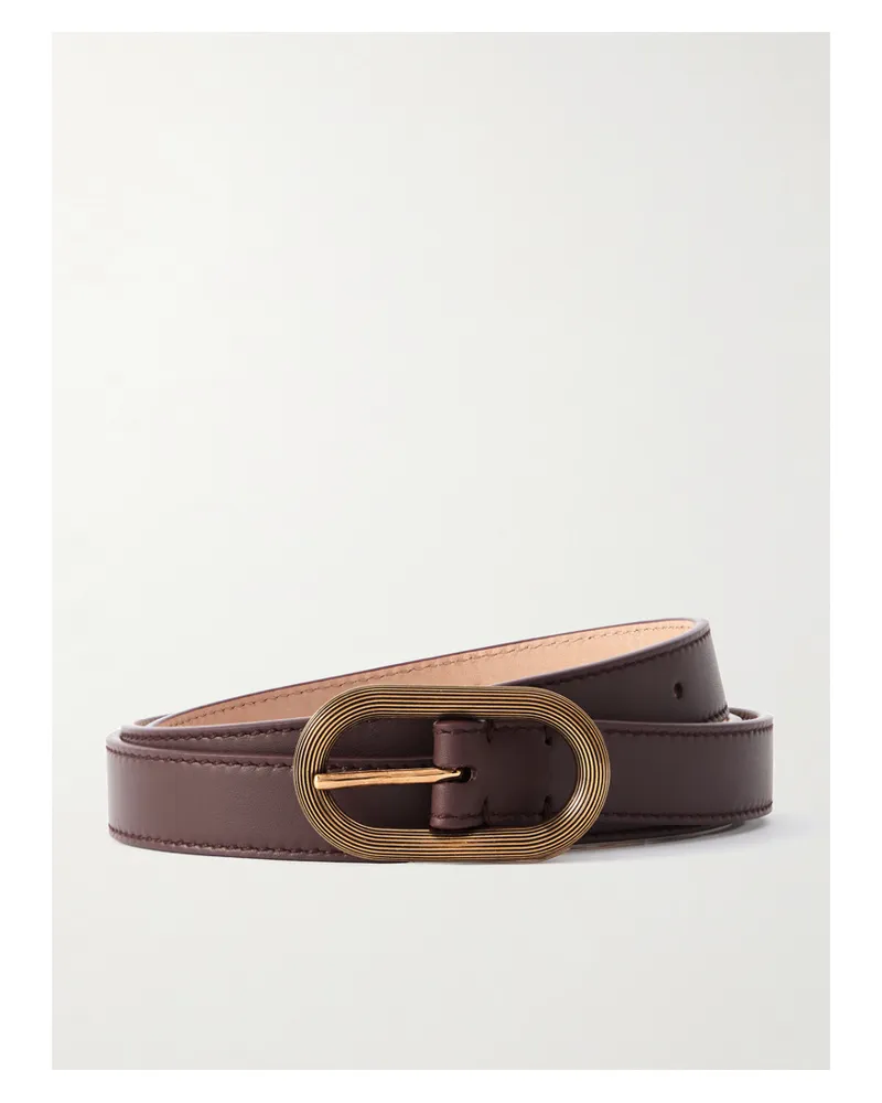 Loro Piana Leather Skinny Belt - Burgundy Burgundy