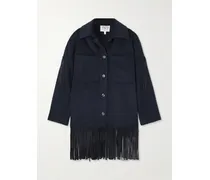 Midnight Cowboy Jacke Aus Kaschmir Mit Fransen Aus Veloursleder - Blau