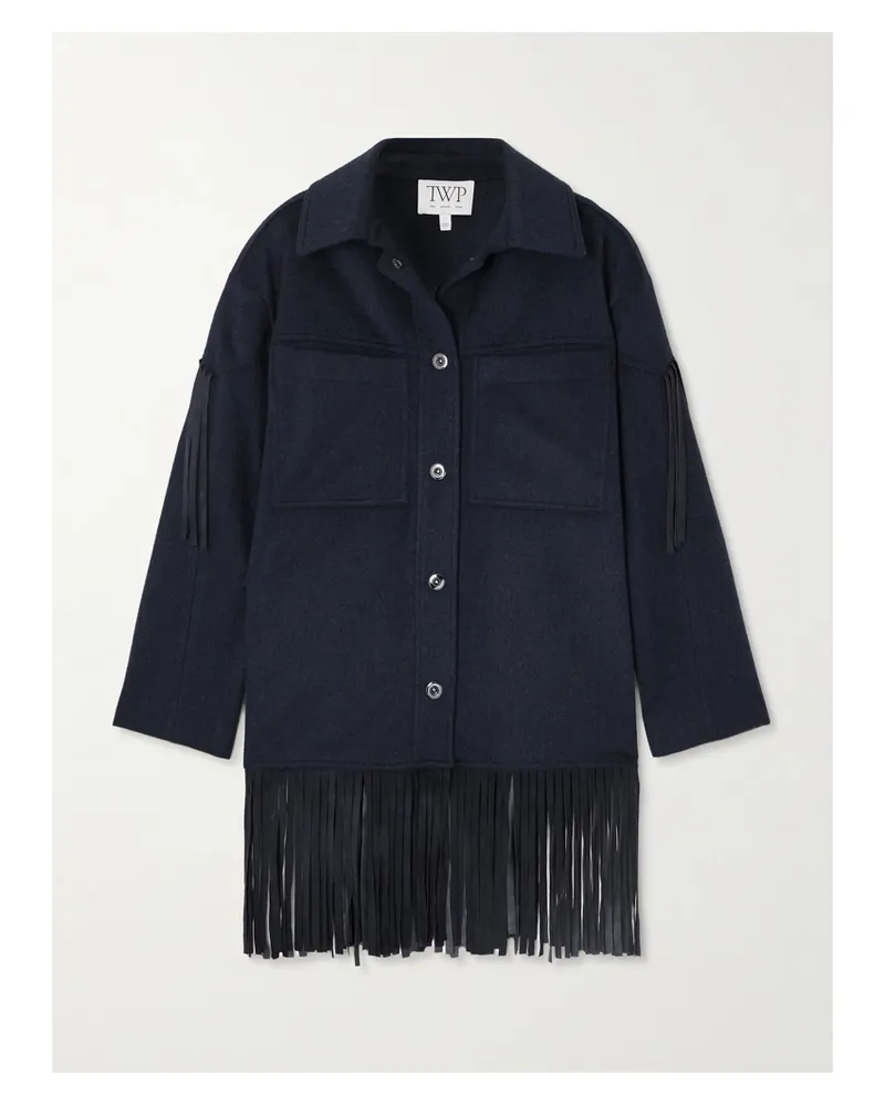 TWP Midnight Cowboy Jacke Aus Kaschmir Mit Fransen Aus Veloursleder - Blau Blau