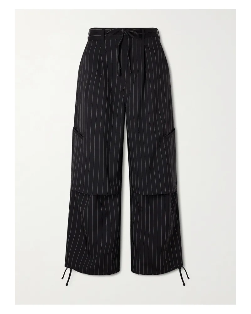 adidas Y-3 Hose Mit Weitem Bein Aus Recyceltem Webstoff Mit Nadelstreifen - Schwarz Schwarz