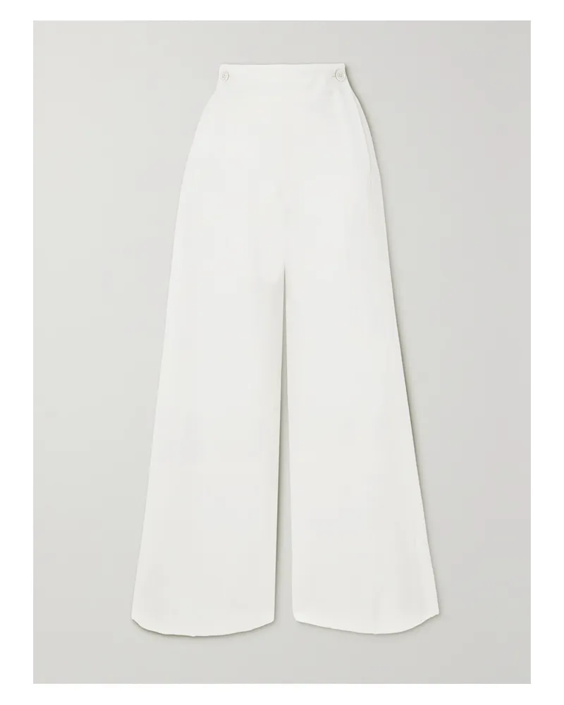 Chloé Schlaghose Aus Einer Woll-leinenmischung - Weiß Weiß