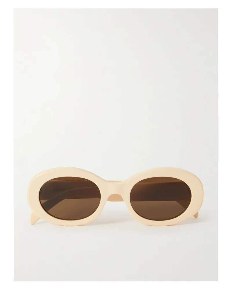 Celine Triomphe Sonnenbrille Mit Ovalem Rahmen Aus Azetat - Creme Creme