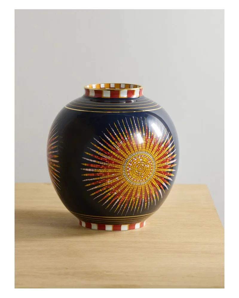 La DoubleJ Bubble Vase Aus Porzellan Mit Vergoldeten Details - Blau Blau