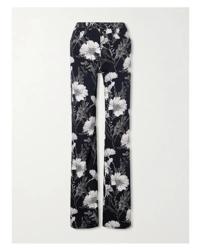 R13 Jane Halbhohe Jeans Mit Geradem Bein Und Blumenprint - Schwarz Schwarz