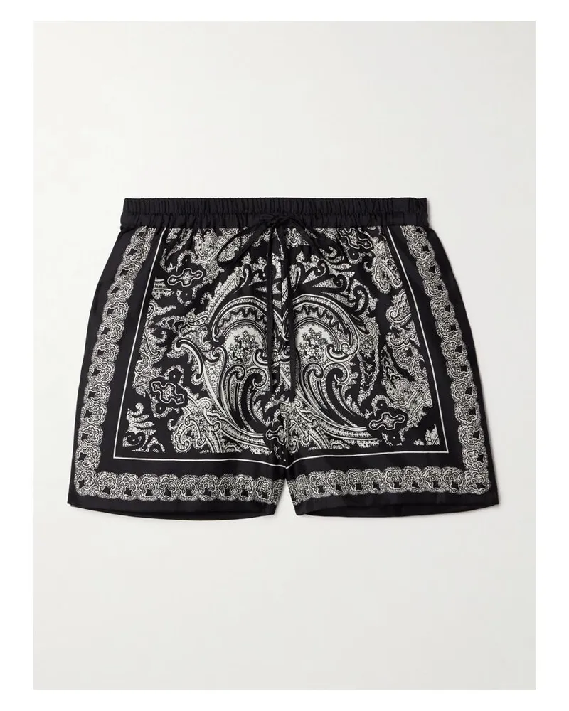 Nili Lotan Frances Shorts Aus Seiden-twill Mit Paisley-muster - Schwarz Schwarz