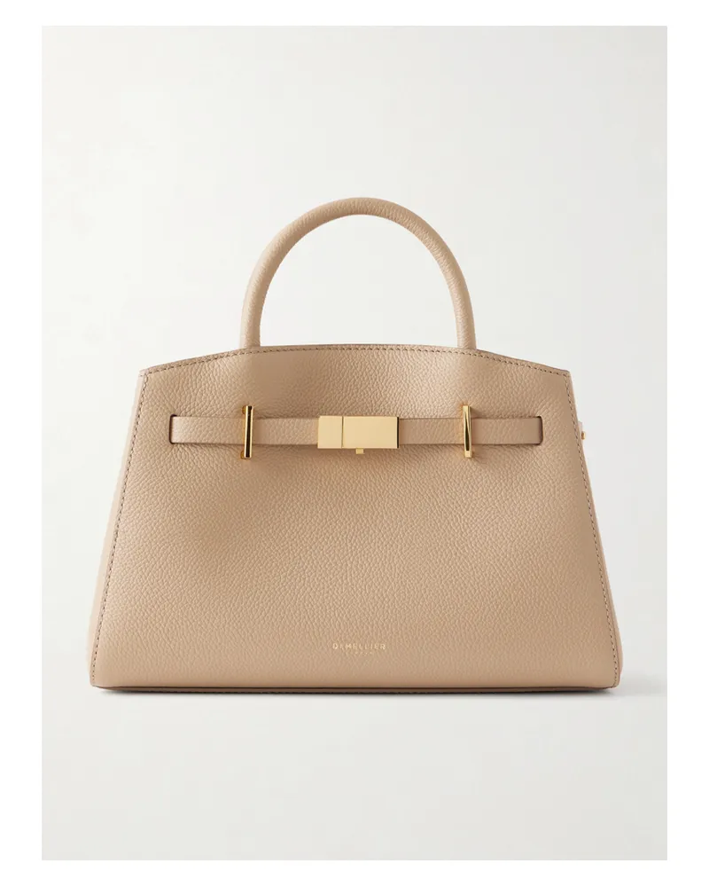 DeMELLIER Hudson Small Textured-leather Tote - Neutrals Neutrals