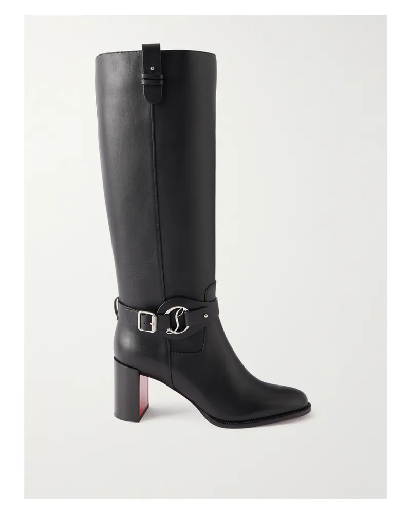 Christian Louboutin Dianouchette Botta 70 Buckled Leather Knee Boots - Black Black