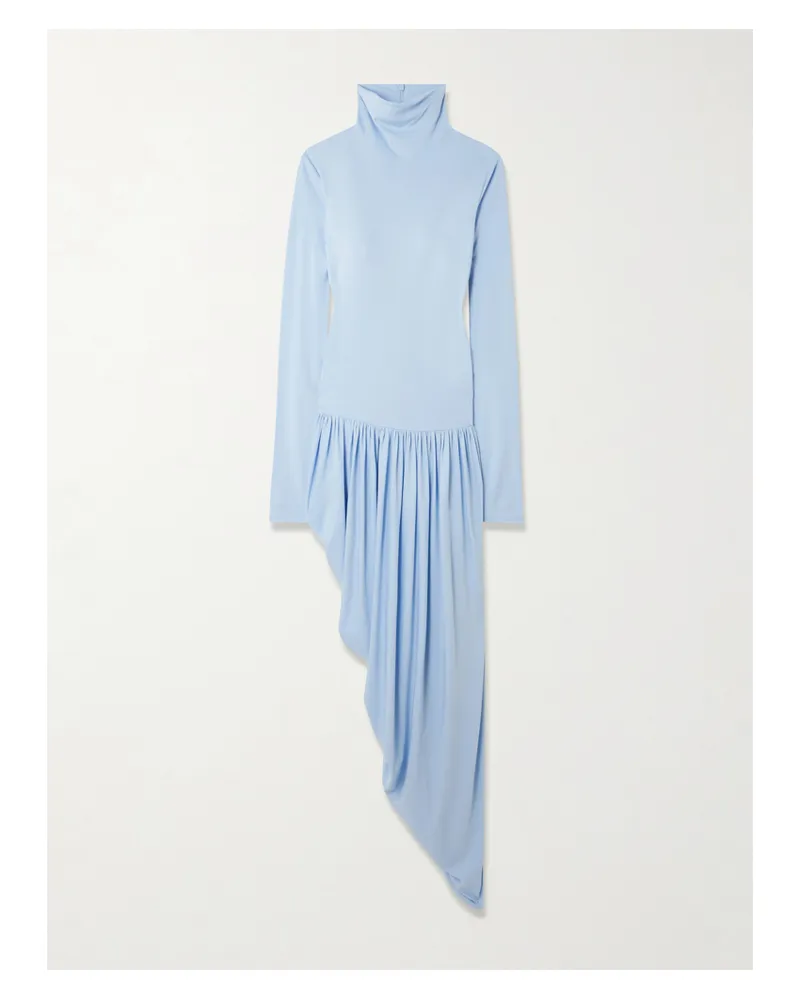 Esse Studios Solina Draped Jersey Mock-neck Maxi Dress - Blue Blue