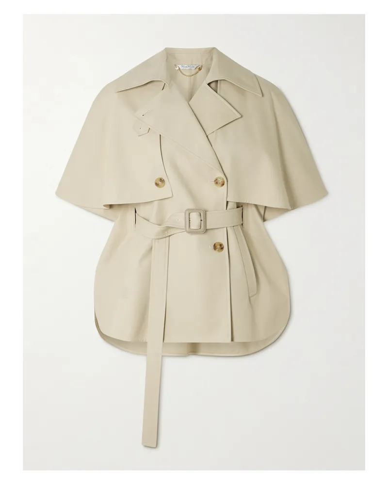 Max Mara Sigfrid Doppelreihiges Cape Aus Baumwolle Mit Gürtel - Neutral Neutral