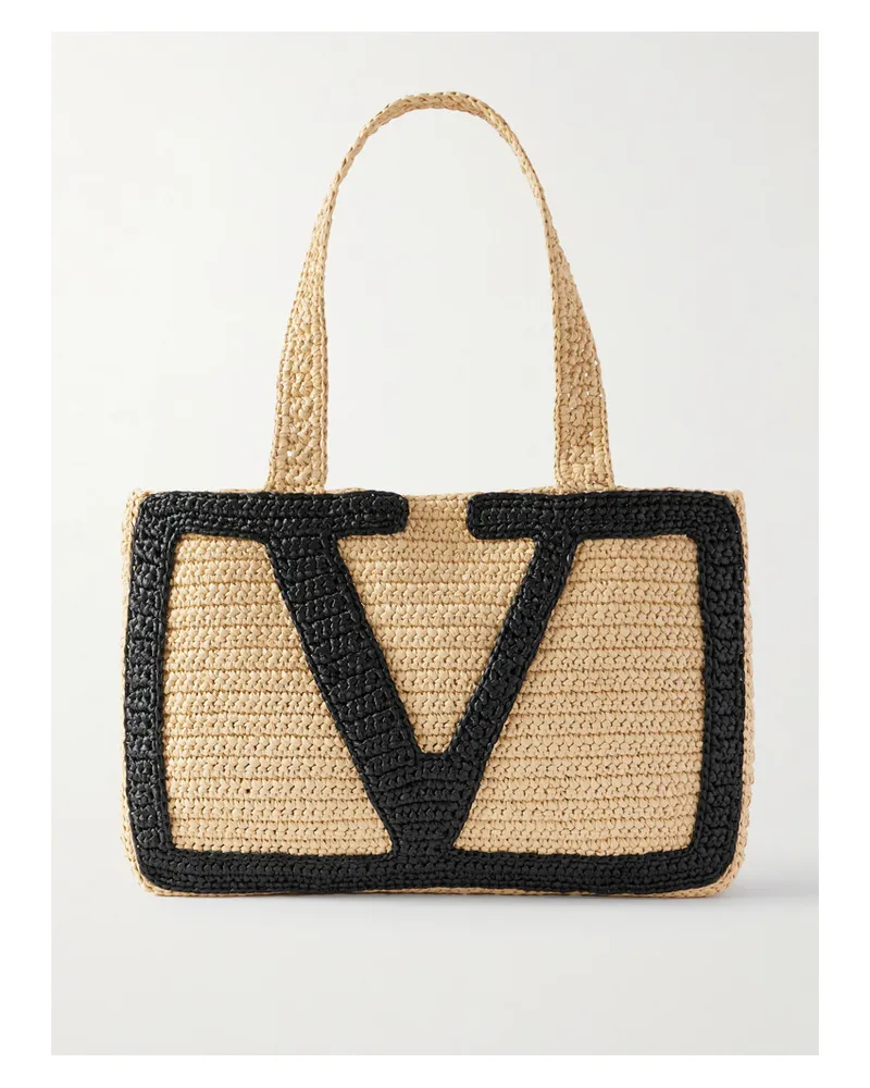 Valentino Garavani Viva Superstar Crocheted Raffia Tote - Neutrals Neutrals