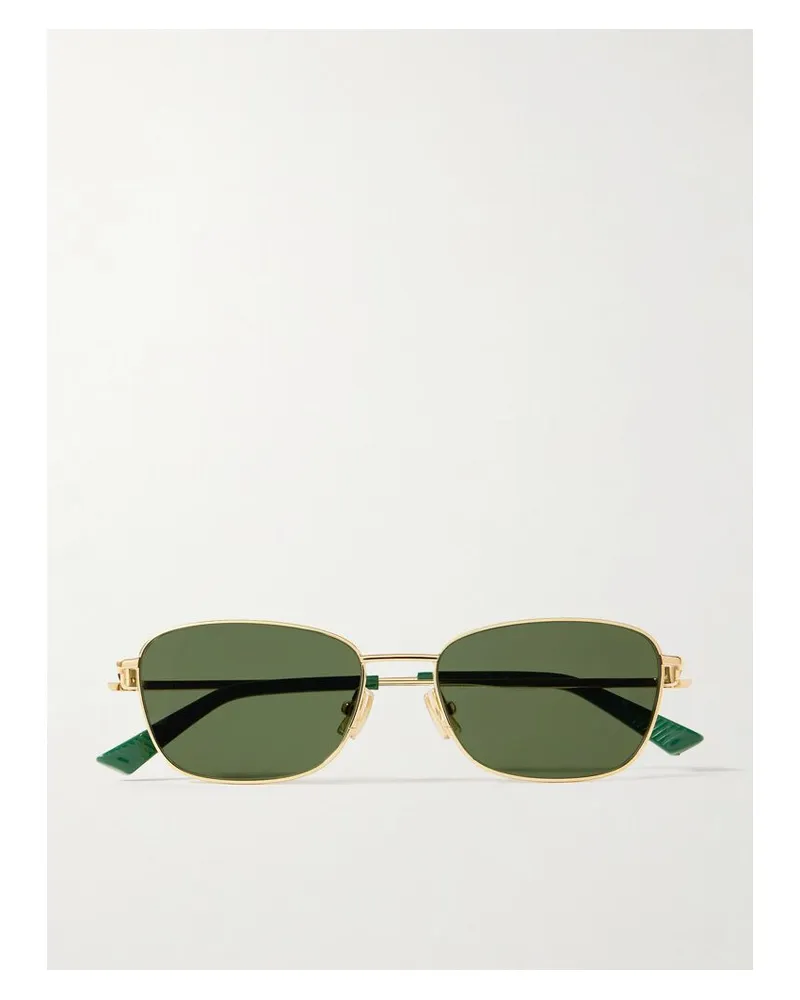 Bottega Veneta Goldfarbene Sonnenbrille Mit Eckigem Rahmen Gold