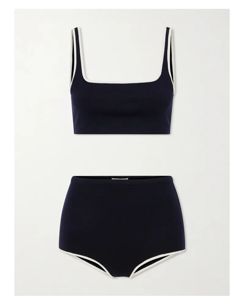 AURALEE Wool-blend Jersey Bikini - Blue Blue