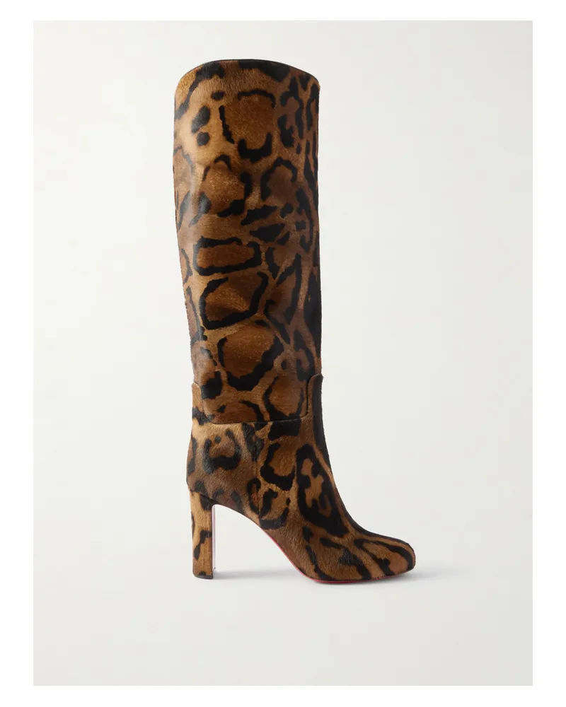 Christian Louboutin Loo Botta 85 Kniehohe Stiefel Aus Kalbshaar Mit Leopardenprint - Animal-Print Animal-print