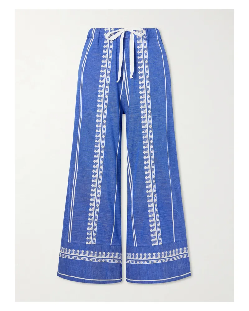 lemlem Desta Straight-leg Cotton Pants - Blue Blue