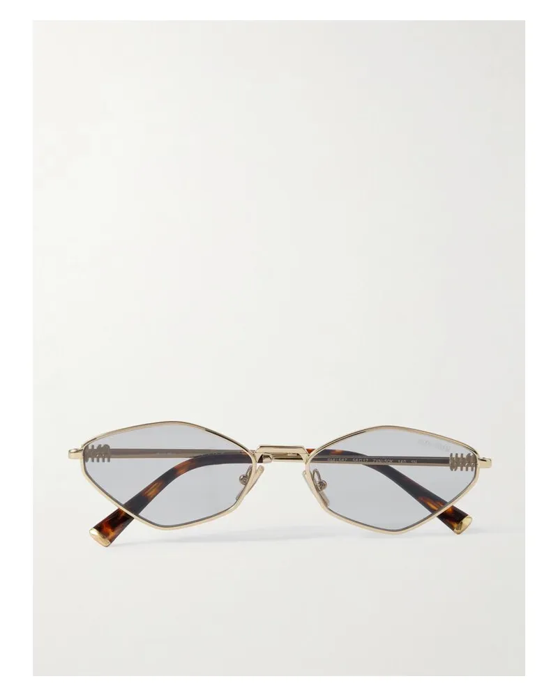 Miu Miu Goldfarbene Sonnenbrille Mit Sechseckigem Rahmen Gold