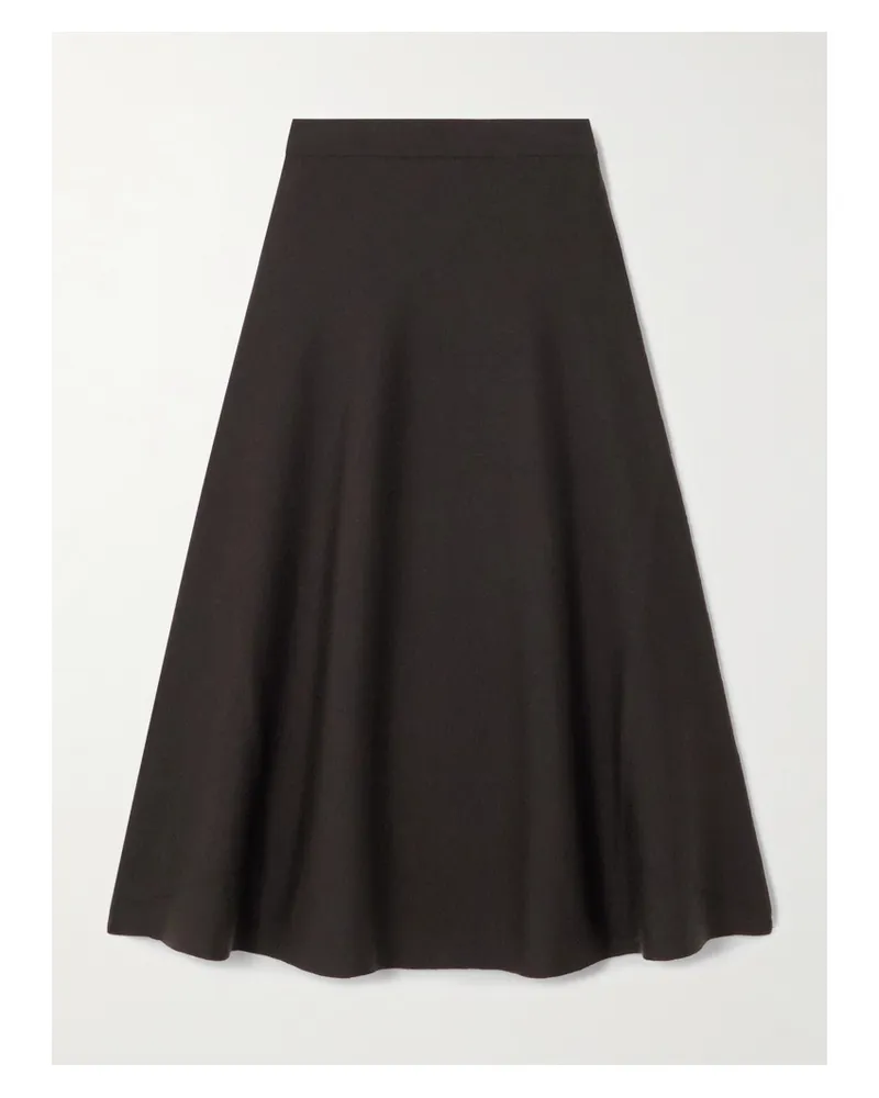 Gabriela Hearst Freddie Wool, Silk And Cashmere-blend Midi Skirt - Brown Brown