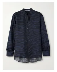 Stella McCartney Hemd aus Seidenchiffon mit Zebraprint Blau