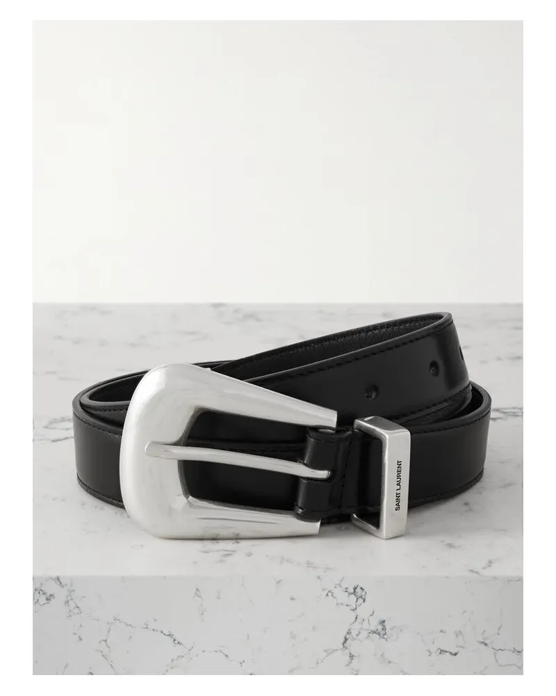 Saint Laurent Gürtel Aus Leder - Schwarz Schwarz