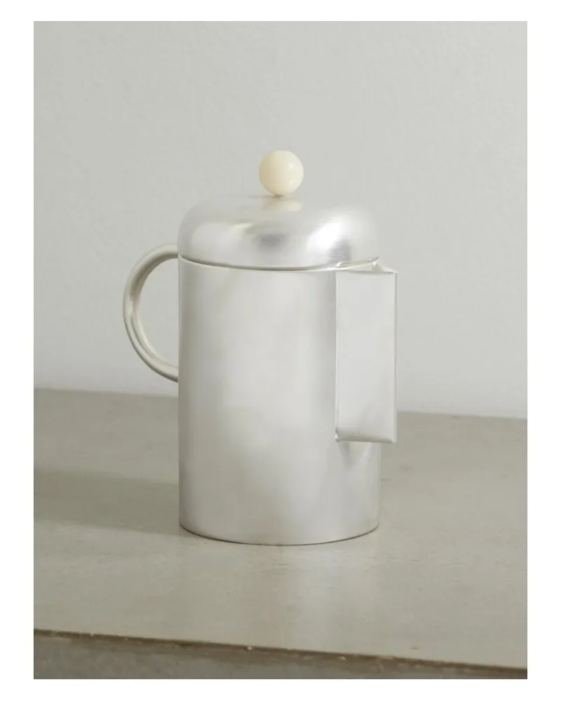 Natalia Criado Simple Versilberte Kaffeekanne Mit Rosenquarz Silber