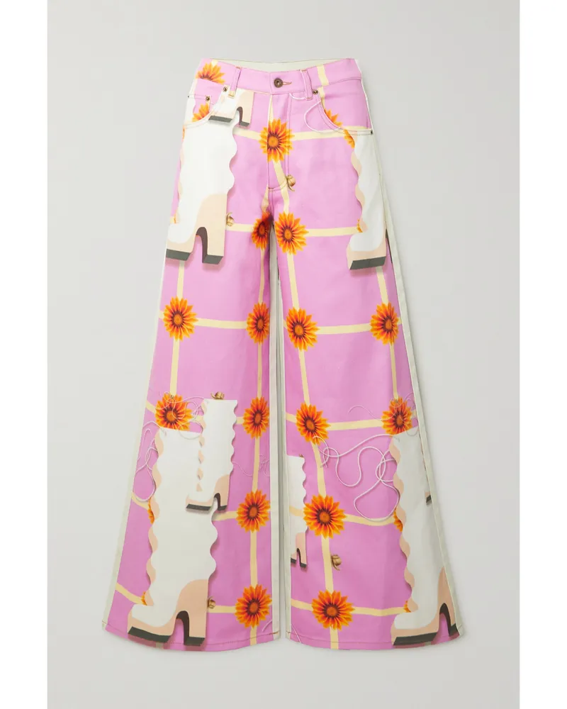 Loewe Hoch Sitzende Jeans Mit Weitem Bein Und Print - Pink Pink